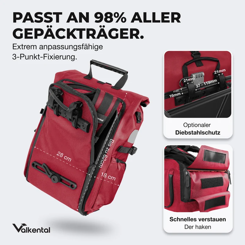 Sacoche de vélo ValkPro 3in1 - un multitalent hautement fonctionnel