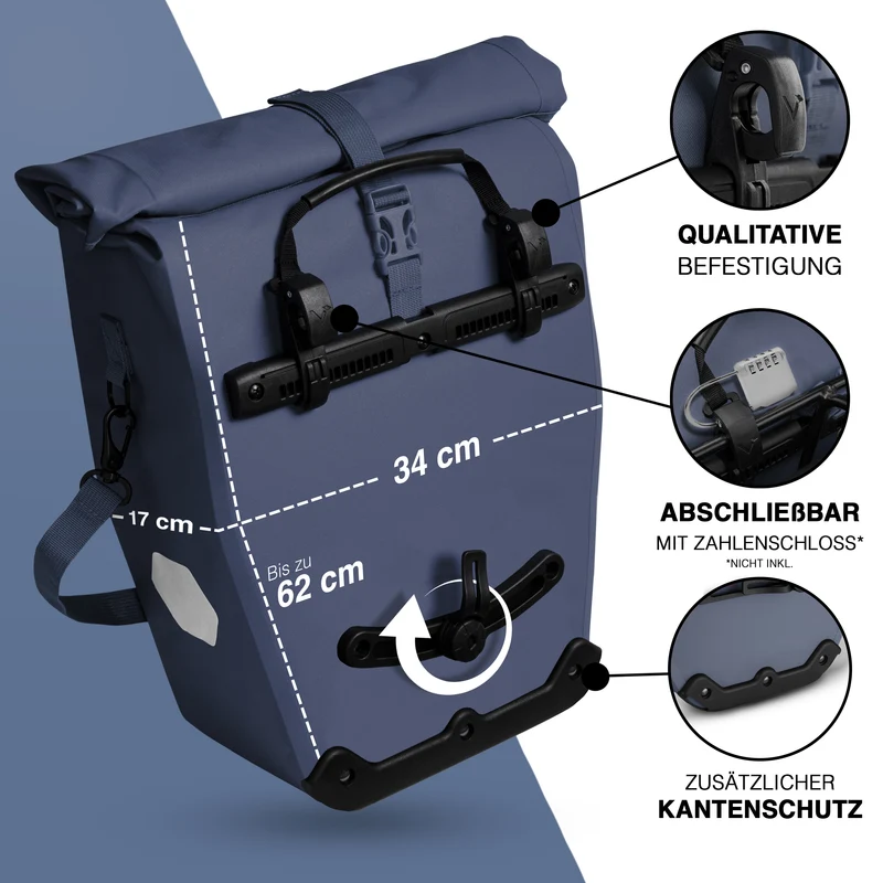 Sac à vélo Urban - Sac de porte-bagages 2 en 1 pratique au look urbain