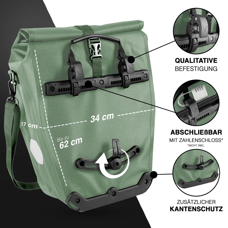 Sac à vélo Urban - Sac de porte-bagages 2 en 1 pratique au look urbain