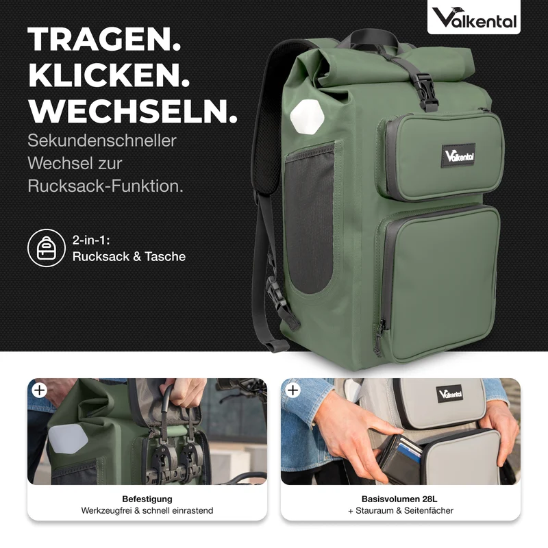 UrbanX 2.0 - Sacoche de vélo et sac à dos 2 en 1 pour la ville