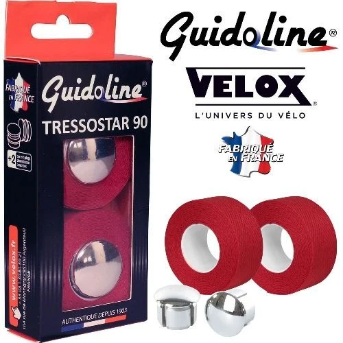 Ruban de guidon Guidoline Tressostar x2 – Rouge tressé en coton