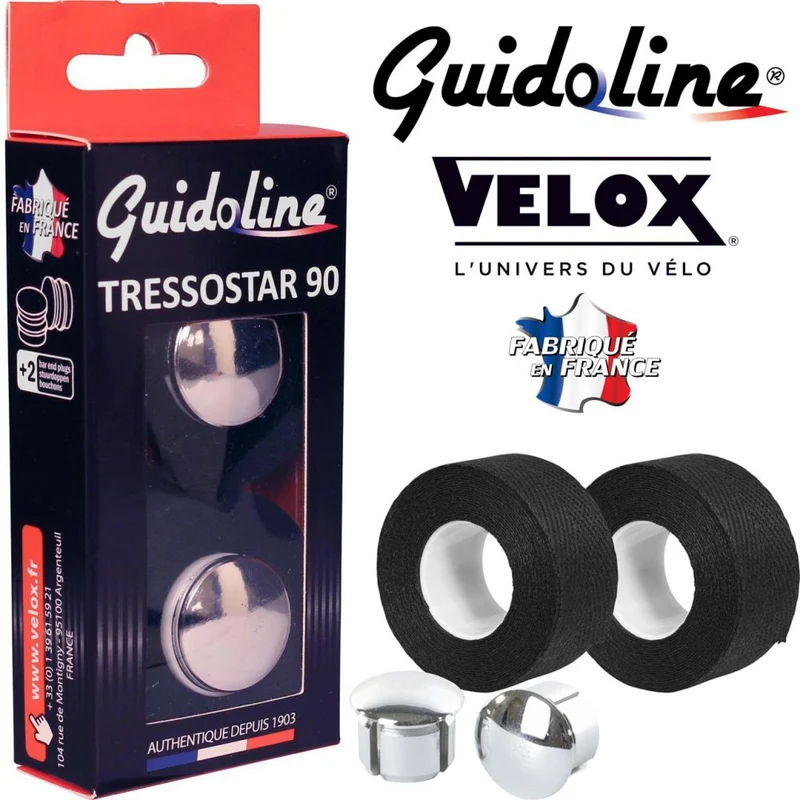 Ruban de guidon Guidoline Tressostar x2 – Noir tressé en coton