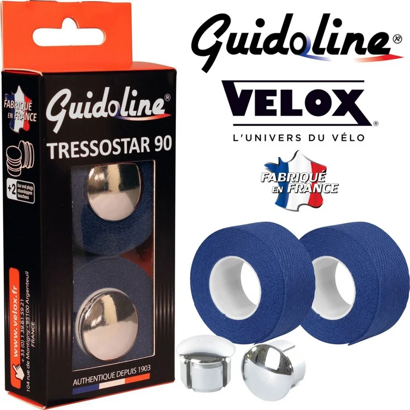 Ruban de guidon Guidoline Tressostar x2 – Bleu Royal tressé en coton