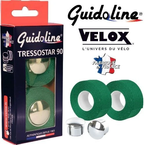 Ruban de guidon Guidoline Tressostar x2 – vert sapin tressé en coton