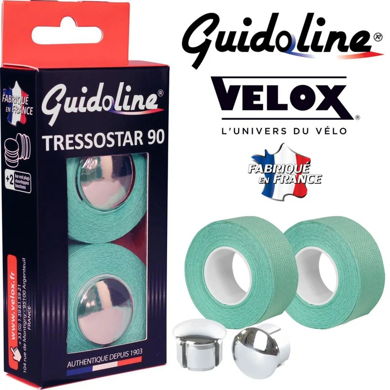 Ruban de guidon Guidoline Tressostar x2 – Vert tressé en coton