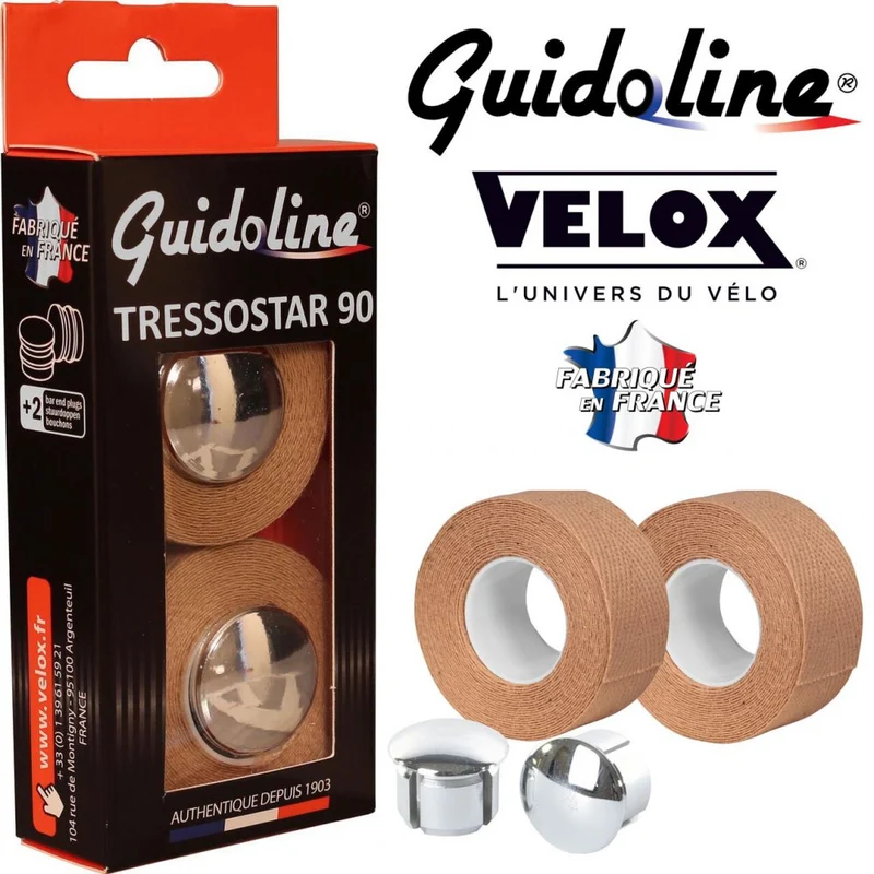 Ruban de guidon Guidoline Tressostar x2 – Beige tressé en coton