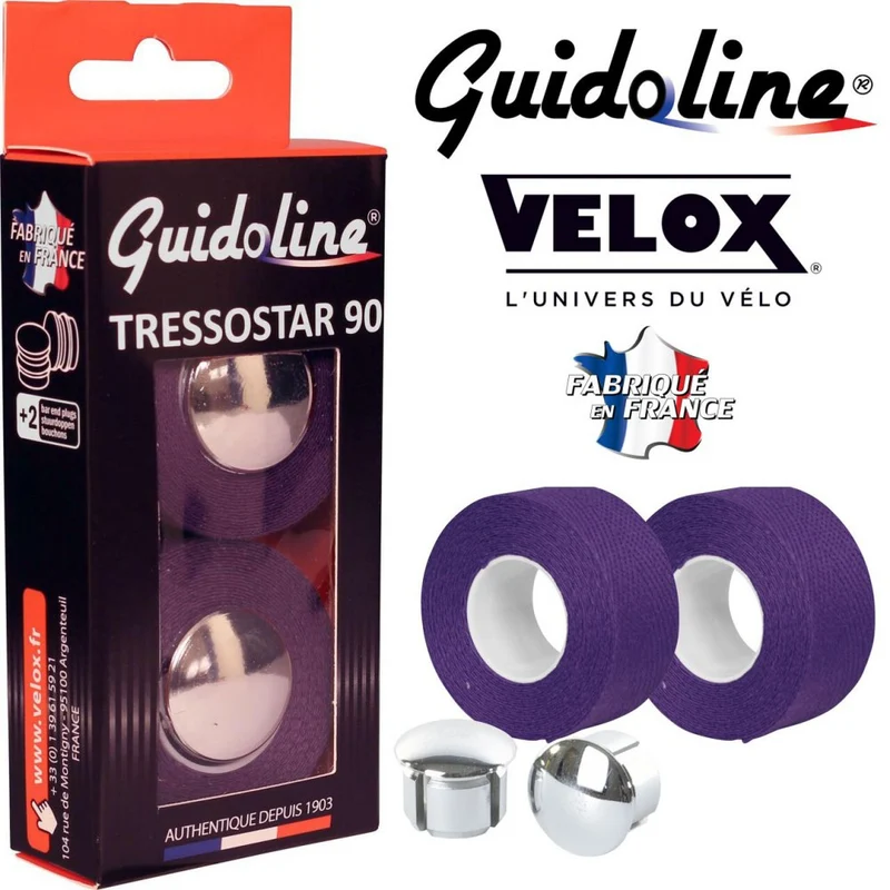 Ruban de guidon Guidoline Tressostar x2 – Violet tressé en coton