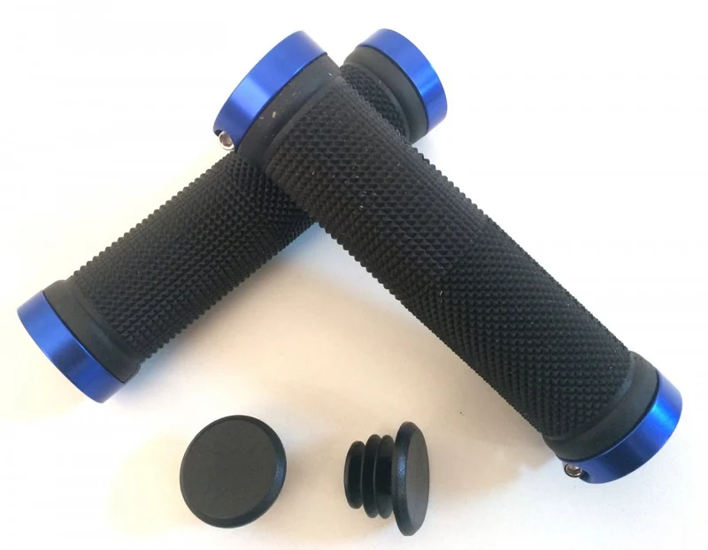 Poignées vélo double collier – Bleu avec serrage sécurisé