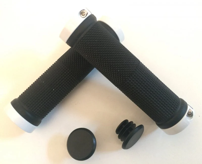 Poignées vélo double collier – Blanc, fixation Lock-On sécurisée