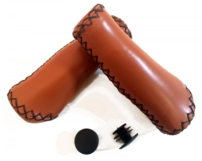 Poignées vélo ergonomiques PU – Marron confort urbain