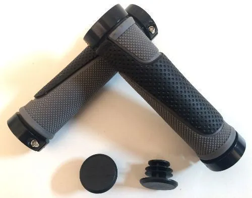 Poignées vélo Herrmans Rib Lock – Double densité Gris/Noir