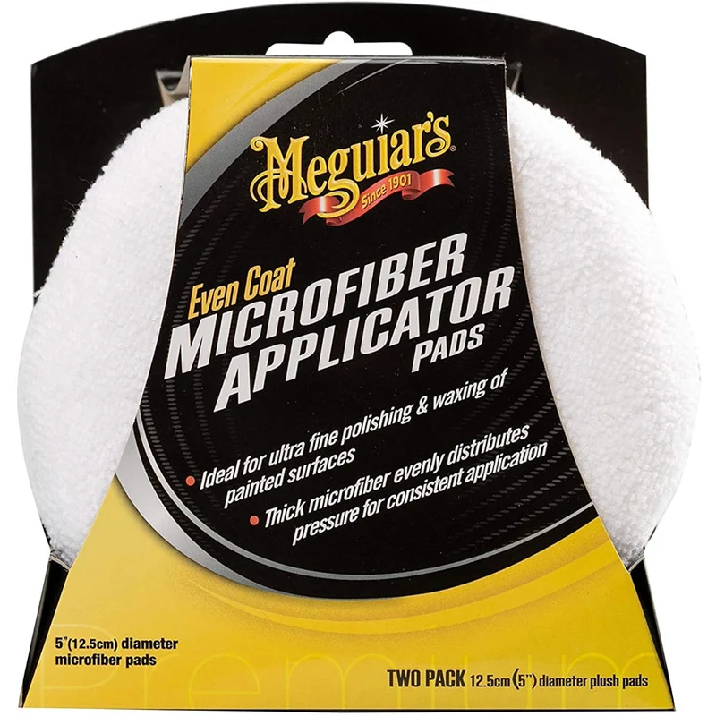 Meguiar's Lot de 2 Tampons Applicateurs Microfibres – Finition sans traces, lavables en machine