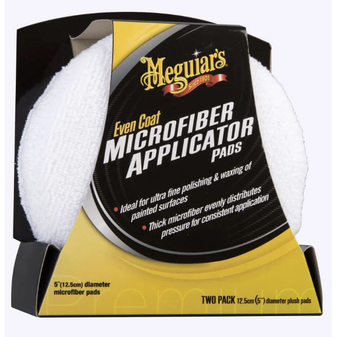 MEGUIAR’S Applicateurs Microfibre – Lot de 2 tampons pour cire, lustrant et entretien intérieur