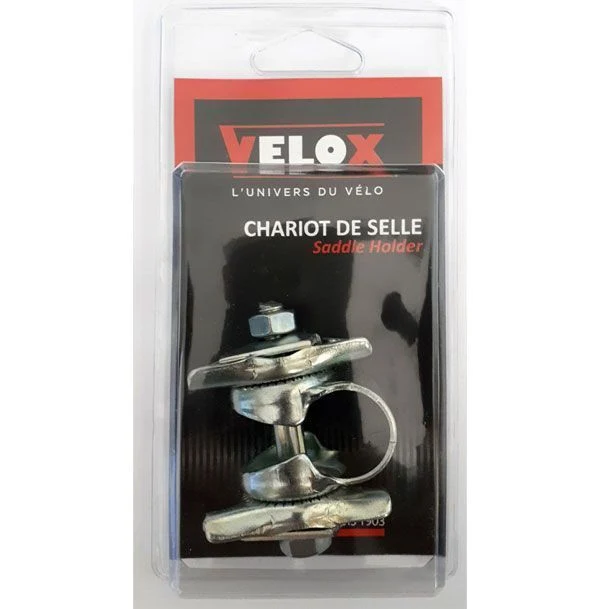 Chariot de selle en acier chromé – Conditionnement blister, fixation universelle