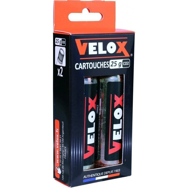 Cartouches CO2 filetées 25g x2 VELOX – Gonflage rapide vélo route, VTT et gravel