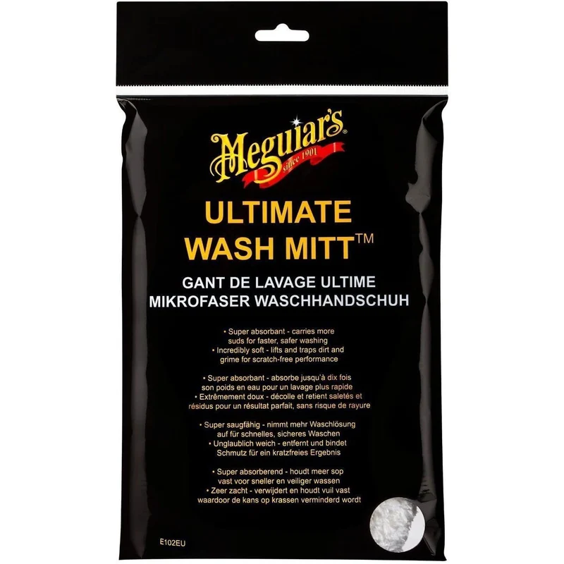 Gant de Lavage Meguiar's – Microfibres ultra douces, Lavable en machine, Anti-rayures