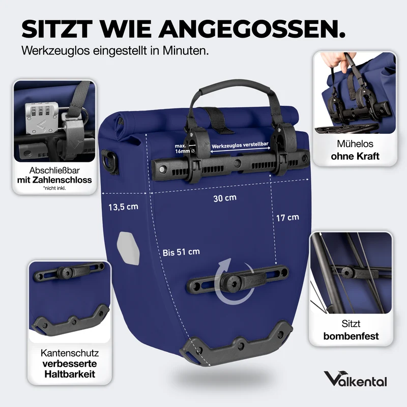 Sac à vélo - grand sac de porte-bagages imperméable