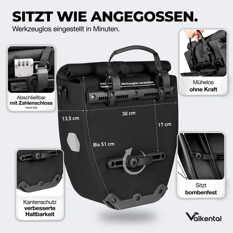 Sac à vélo - grand sac de porte-bagages imperméable