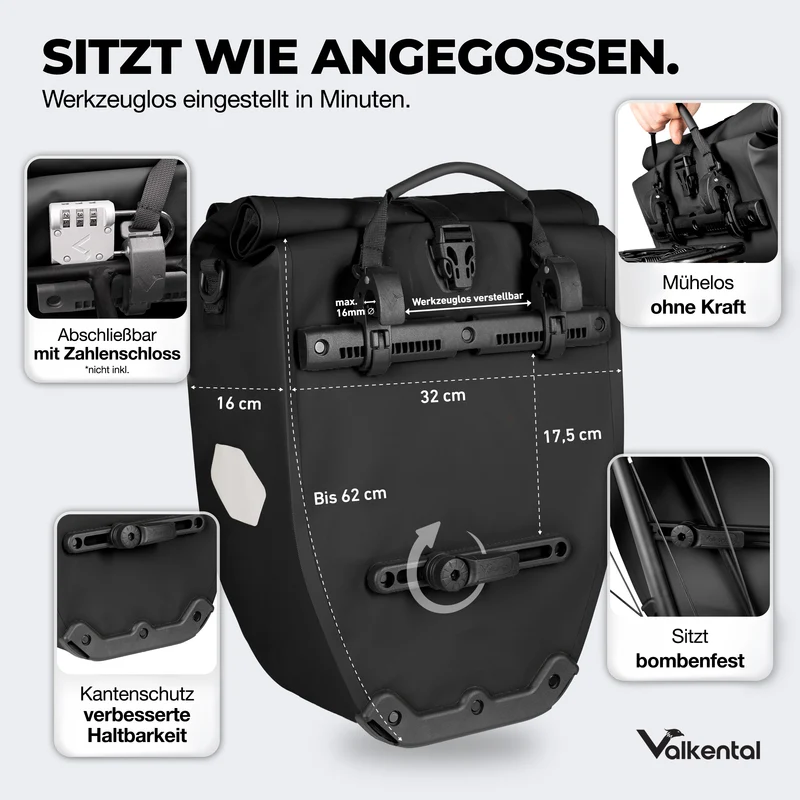Sac à vélo - grand sac de porte-bagages imperméable