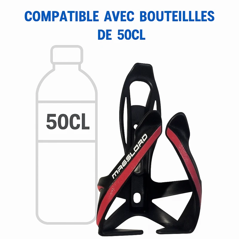 Porte-bidon plastique 63–73 mm – Compatible bouteilles 50cl – Léger et pratique