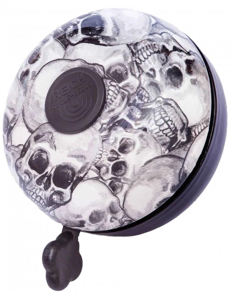 Sonnette vélo DING DONG Skull – Timbre rétro Ø80 mm, son puissant et design tête de mort