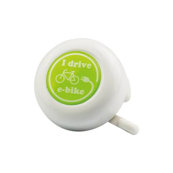Sonnette vélo DRIVE E-Bike – Timbre blanc Ø55 mm, design "I drive e-bike"