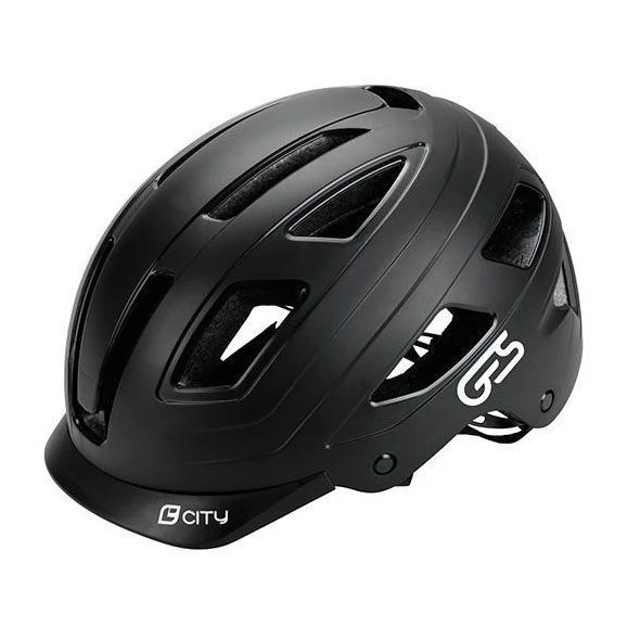 Casque vélo urbain City Noir taille L (59-61 cm) – Éclairage arrière LED, 15 aérations, léger et confortable