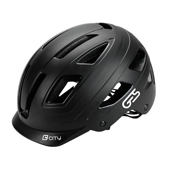 Casque vélo urbain City Noir taille L (59-61 cm) – Éclairage arrière LED, 15 aérations, léger et confortable