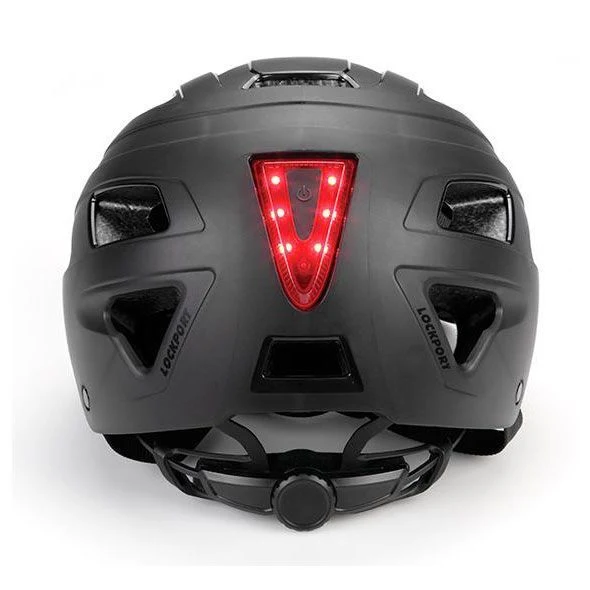 Casque vélo urbain City Noir taille L (59-61 cm) – Éclairage arrière LED, 15 aérations, léger et confortable
