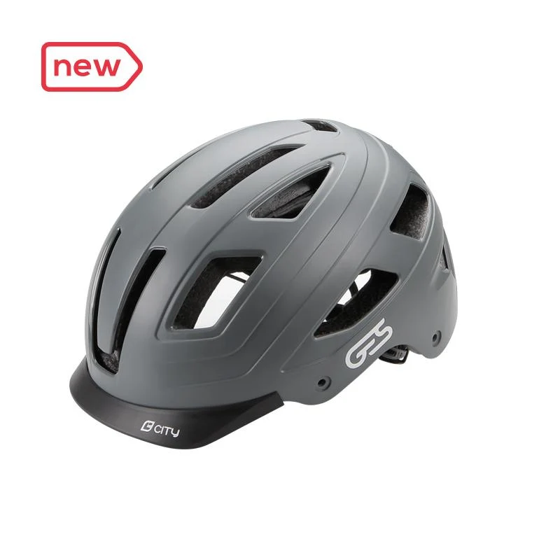 Casque vélo City Gris taille M (55-58 cm) – Éclairage LED arrière, ventilation et confort urbain