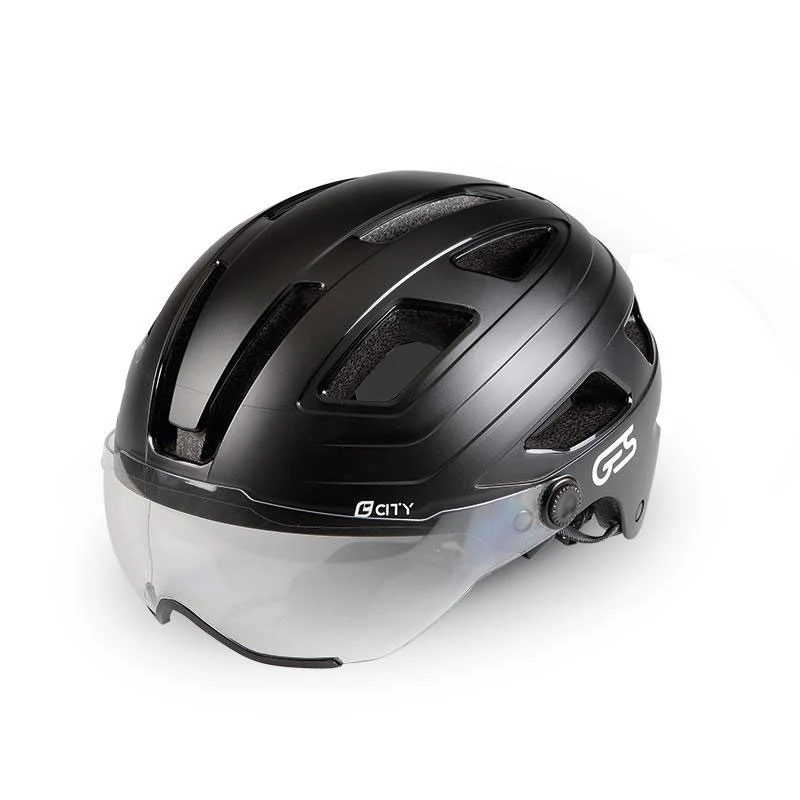 Casque vélo City Noir Mat taille L (59-61 cm) – Avec visière, éclairage LED arrière et 15 ventilations