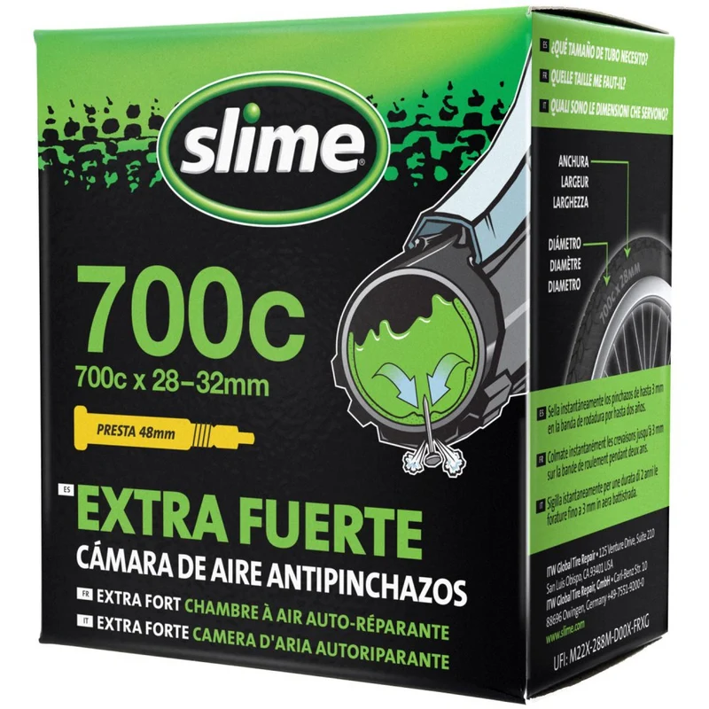 Chambre à air auto-réparante Slime 700 x 28/35 – Valve Presta
