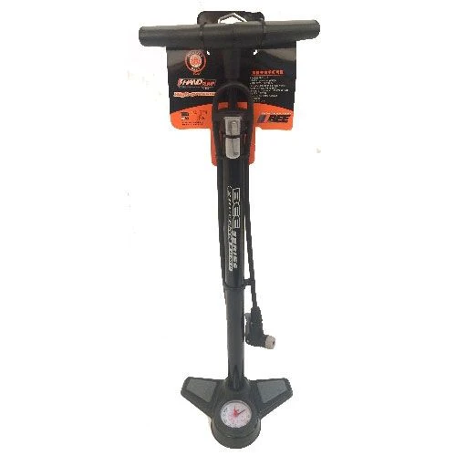 Pompe à pied vélo – Corps métal avec manomètre – Noire – Compatible Presta & Schrader – Pression 8 bar / 120 PSI