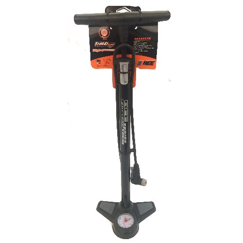 Pompe à pied vélo – Corps métal avec manomètre – Noire – Compatible Presta & Schrader – Pression 8 bar / 120 PSI