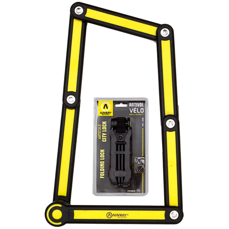 Antivol pliant articulé Auvray City Lock – 85 cm – Sécurité 6/10 avec support universel et 2 clés