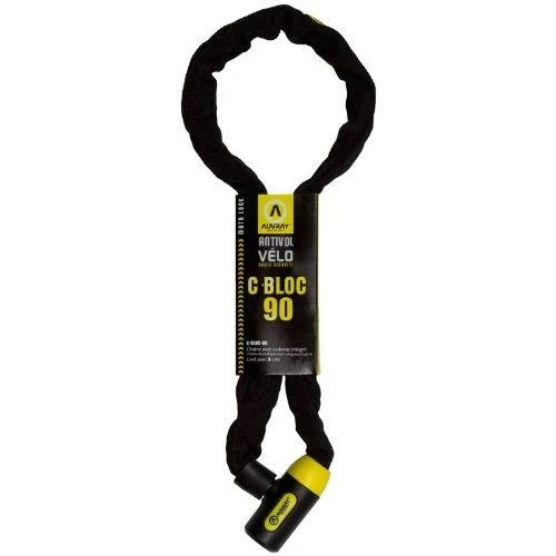 Antivol chaîne Auvray C-Bloc – Ø6 mm x 90 cm – Spécial vélo avec cadenas intégré Description courte