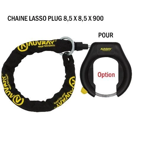 Chaîne lasso Auvray Plug – Ø8,5 mm x 90 cm – Pour antivol fer à cheval – Acier cémenté avec gaine nylon