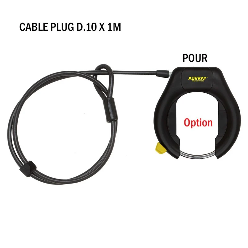 Câble Plug Auvray – Ø10 mm, 100 cm, pour antivol fer à cheval, renfort de sécurité vélo