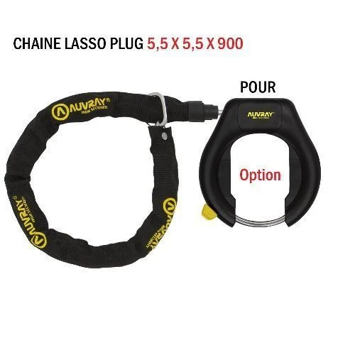 Chaîne lasso Auvray Plug – Ø5,5 mm, 90 cm, acier cémenté pour antivol fer à cheval, gaine nylon tressé