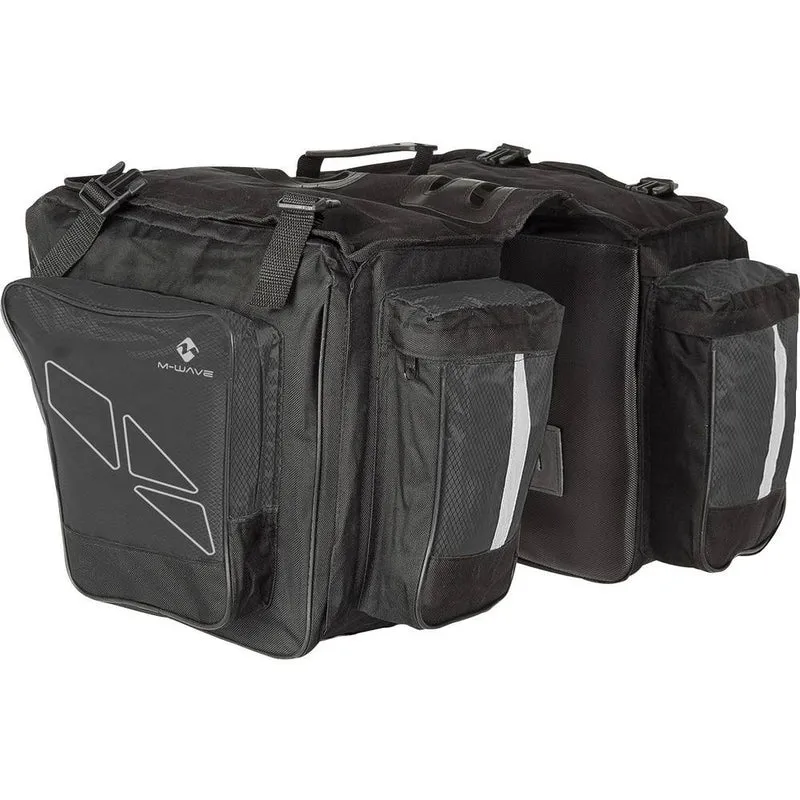 Sacoches Vélo Triple 96L Amsterdam Noires – Porte-Bagages + Top Souple – Imperméables et Modulables