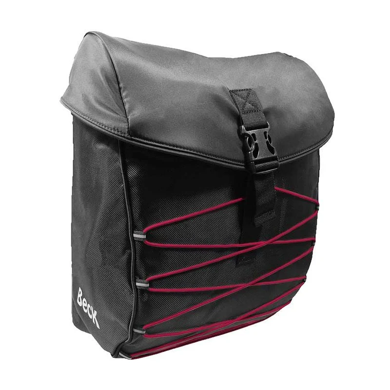 Sacoche vélo BECK S.TAR Red 18L - Étanche, Réfléchissante, Fixation KLICKFIX - 33x13x43 cm