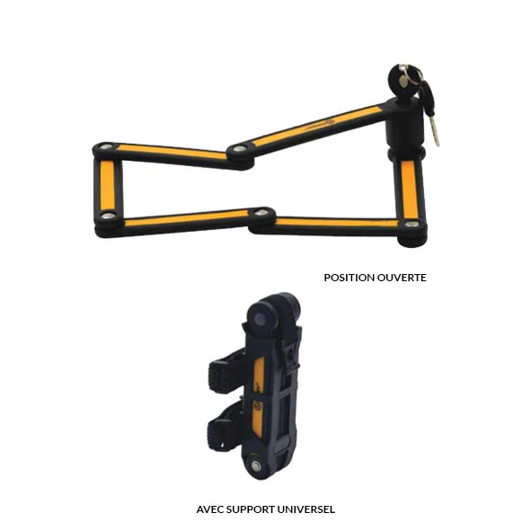 Antivol articulé pliant Auvray City Lock – 110 cm, acier renforcé, support de fixation inclus