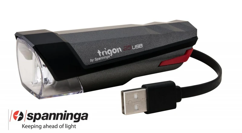 Éclairage vélo avant TRIGON 25 – 25 Lumens, rechargeable USB, compact et puissant