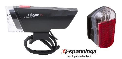 Kit éclairage vélo TRIGON 10 avant + PYRO arrière – Puissant, compact et à piles