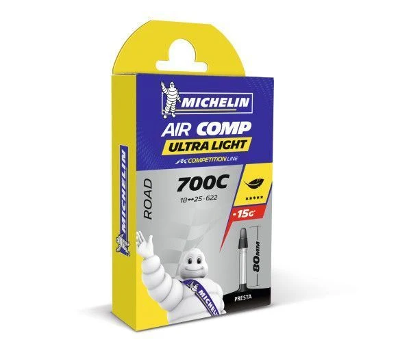 Chambre à air vélo Michelin Air Comp Ultra Light A1 700x18-25C (622) valve Presta 80 mm