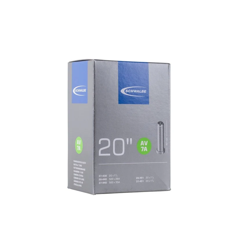 Chambre à air vélo Schwalbe AV7A 20x1 1/8 – 1 3/8 (28/37-438/451) valve Schrader 40 mm