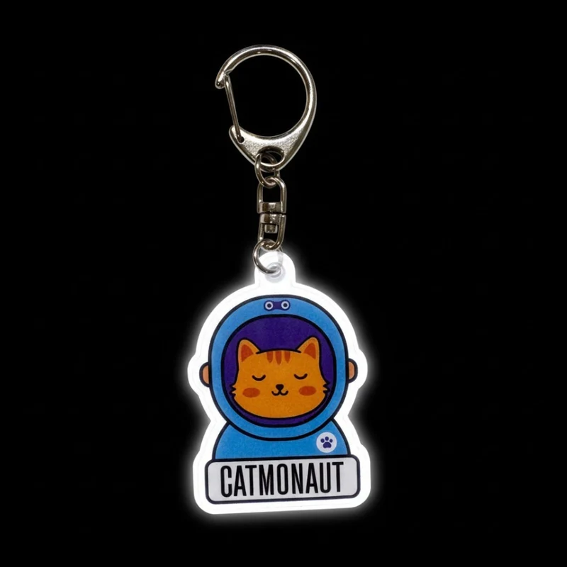 Charm porte-clés réfléchissant – Catmonaute