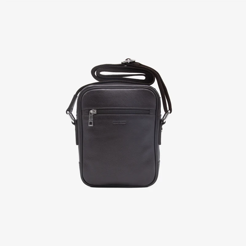 Sacoche en cuir avec logo embossé marron
