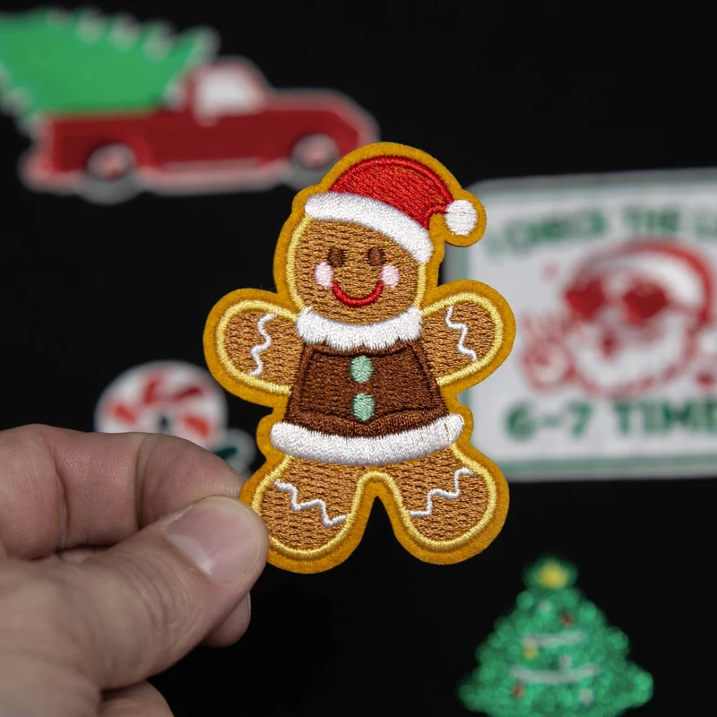 Bonhomme en pain d’épices de Noël | Écusson thermocollant brodé
