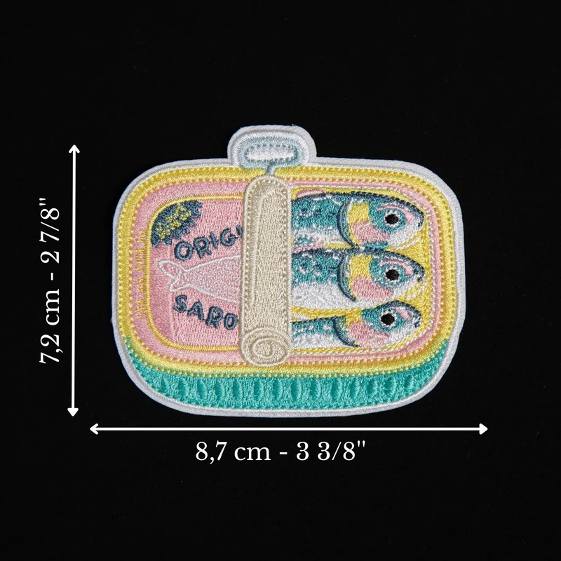 Boîte de sardines | Écusson thermocollant brodé poisson